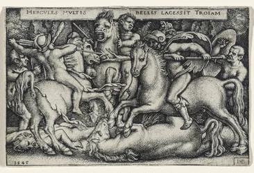 Ercole combatte contro i Troiani, 1545 (incisione su carta vergata)