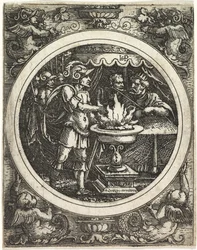 Muzio Scevola che tiene la mano nel fuoco, c. 1520