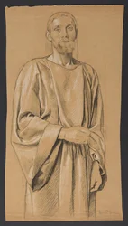 Cristo raffigurato in piedi fino alle ginocchia, di fronte