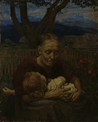 Madre e bambino in un giardino