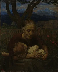 Madre e figlio in un giardino