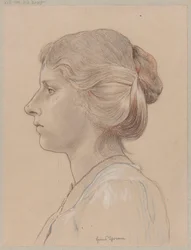 Busto di giovane donna di profilo