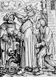La Morte e il Consigliere, da La Danza della Morte, inciso da Hans Lutzelburger, c.1538