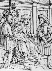 La Morte e il Giudice, da La Danza della Morte, inciso da Hans Lutzelburger, c.1538