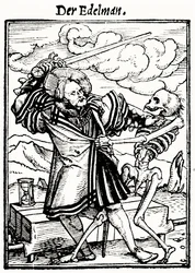 La Morte e il Nobile, da La Danza della Morte, inciso da Hans Lutzelburger, c.1538