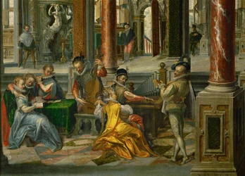 Architettura di palazzo con musicisti