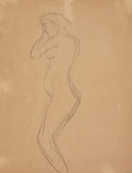 Modella femminile in piedi vista di profilo