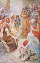 Il bambino in mezzo, illustrazione da Harold Copping Pictures: The Crown Series, c.1920s