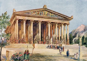 Facciata ionica svettante del Tempio di Diana Efesina