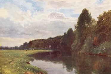Il fiume Wey, vicino a Ripley (litografia a colori)