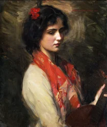 Giovane donna con mandolino