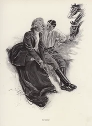 Coppia romantica che fa una pausa durante una cavalcata