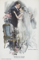 Senso del tatto - amare e custodire: coppia di sposi che si bacia