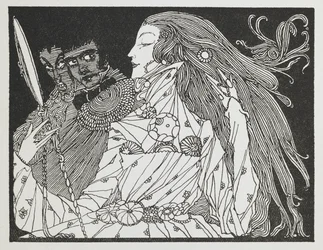 Illustrazione per la storia Cenerentola. Una donna che guarda il suo riflesso in uno specchio a mano