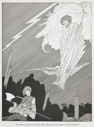 "Giove apparve davanti a lui brandendo i suoi potenti fulmini." Illustrazione per "i desideri ridicoli."