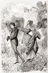 Estella e Pip nel giardino di Miss Havisham.
