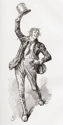 Mark Tapley. Illustrazione di Harry Furniss per il romanzo di Charles Dickens 