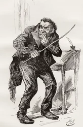 Mr. Squeers. Illustrazione di Harry Furniss per il romanzo di Charles Dickens 