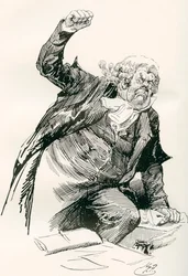 Sergeant Buzfuz. Illustrazione di Harry Furniss per il romanzo di Charles Dickens The Pickwick Papers, dalla The Testimonial Edition, pubblicata nel 1910.