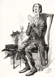 Stiggins. Illustrazione di Harry Furniss per il romanzo di Charles Dickens The Pickwick Papers, dalla The Testimonial Edition, pubblicata nel 1910.