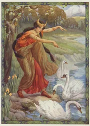 "Invece dei quattro bambini, cosa vide", I bambini di Lir (litografia a colori)