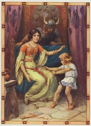 "Il bambino mostrava segni di forza sorprendente", Il tiranno delle isole (litografia a colori)