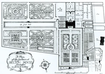 Piano dei giardini di Belton House, Lincolnshire, come esistevano in precedenza, c.1900