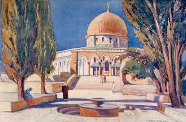 La Cupola della Roccia sul Monte del Tempio, Gerusalemme, Palestina, 1910 circa, da A Book of Modern Palestine di Richard Penlake, pubblicato nel 1910 circa.