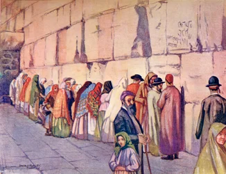 Il Muro del Pianto, Gerusalemme, Palestina, 1910 circa, da A Book of Modern Palestine di Richard Penlake, pubblicato nel 1910 circa.