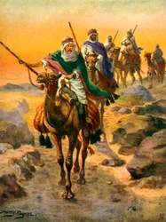 Lord Kitchener travestito da arabo (litografia a colori)