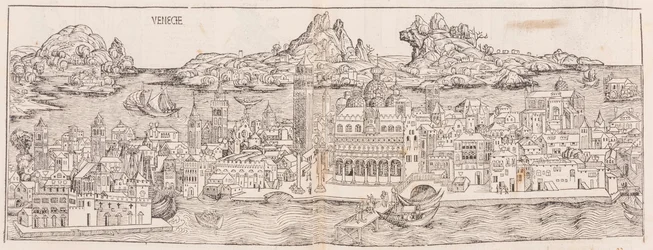 Ristampa del 1930 della veduta di Venezia dalla Cronaca di Norimberga (ritagliata)
