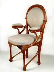 Art Nouveau: poltrona in noce americano