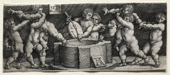 Otto bambini nudi presso un pozzo, 1539.
