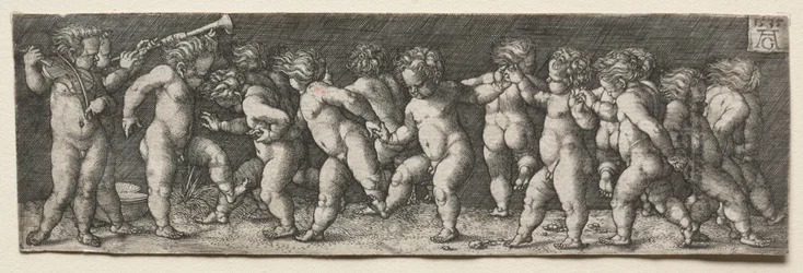 Quindici bambini nudi che danzano