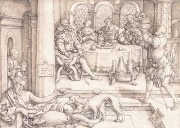 Lazzaro che chiede briciole dalla tavola di Dive, 1552