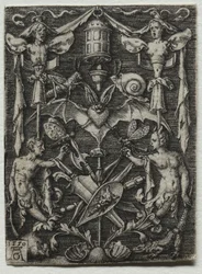 Disegno ornamentale con un pipistrello al centro