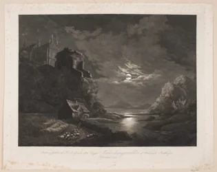 Paesaggio fluviale al chiaro di luna