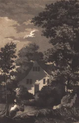 Paesaggio con luna e suonatore di flauto