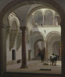 Cortile del Palazzo Fava, Bologna, 1874