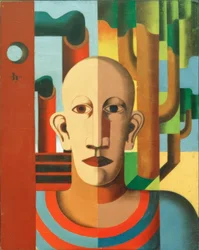 Lavoratore (Autoritratto davanti ad alberi e camini)
