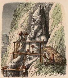 Antico Egitto: Scolpire una statua del Tempio di Abu Simbel, 1866