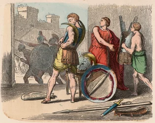 Grecia al tempo delle Repubbliche: Guerrieri indossano la loro armatura
