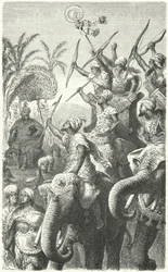 Poro, re dei Paurava, che rivede i suoi elefanti da guerra