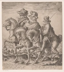 Uomo tedesco, francese e italiano a cavallo