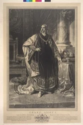 Figura intera in piedi Francesco Giuseppe I in abito di velluto