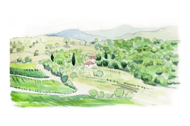 Collina toscana, 2014 (matita e acquerello)
