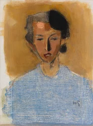 Ritratto di ragazza in blu e marrone (Inez)