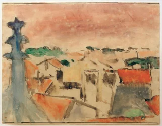 Villaggio sotto un cielo viola