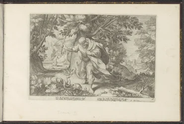 Tiresia colpisce due serpenti accoppiati (serie Ovidio Metamorfosi)