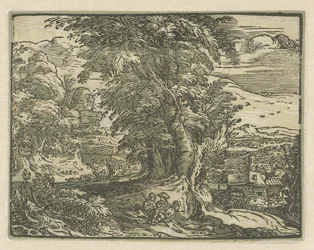 Paesaggio con coppia seduta (serie: Quattro piccoli paesaggi)